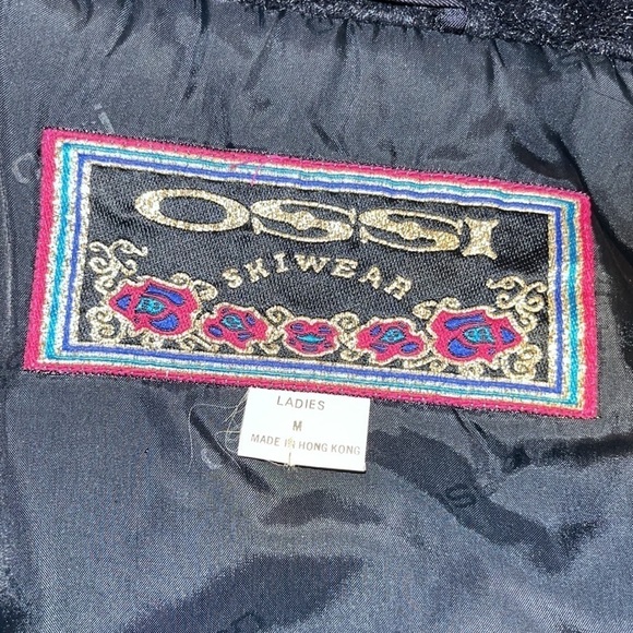 Vintage 80's OSSI  Skiwear Black Moto Style Ski Jacket Sz M - Picture 10 of 14